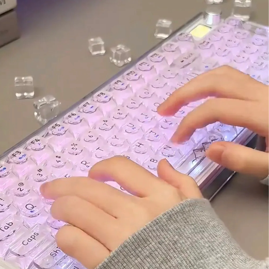 ✨ Futuristic Transparent Keyboard | RGB Backlight 🌈 | Amazing Touch 🔥