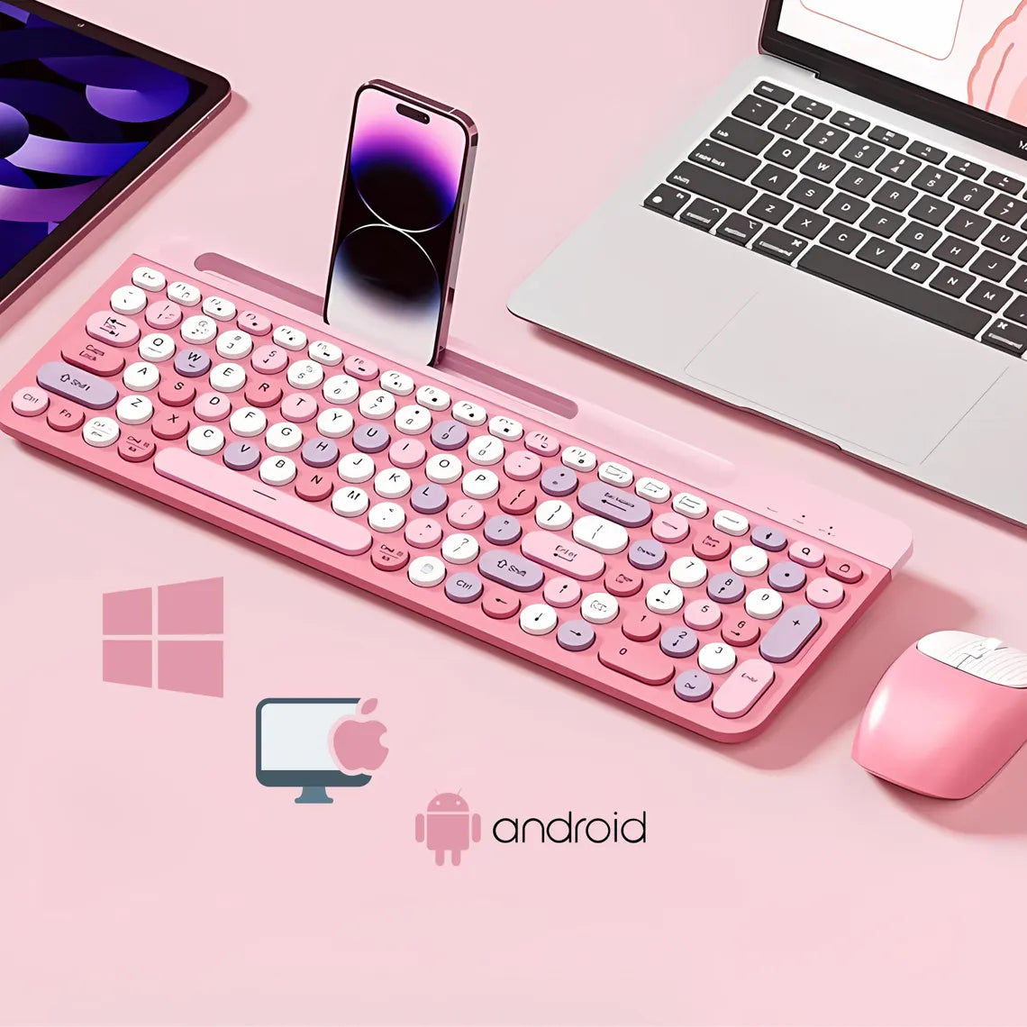 ✨Ultra-thin chiclet keyboard - smooth typing and comfortable touch + comes with a free mouse! 🖱️⌨️