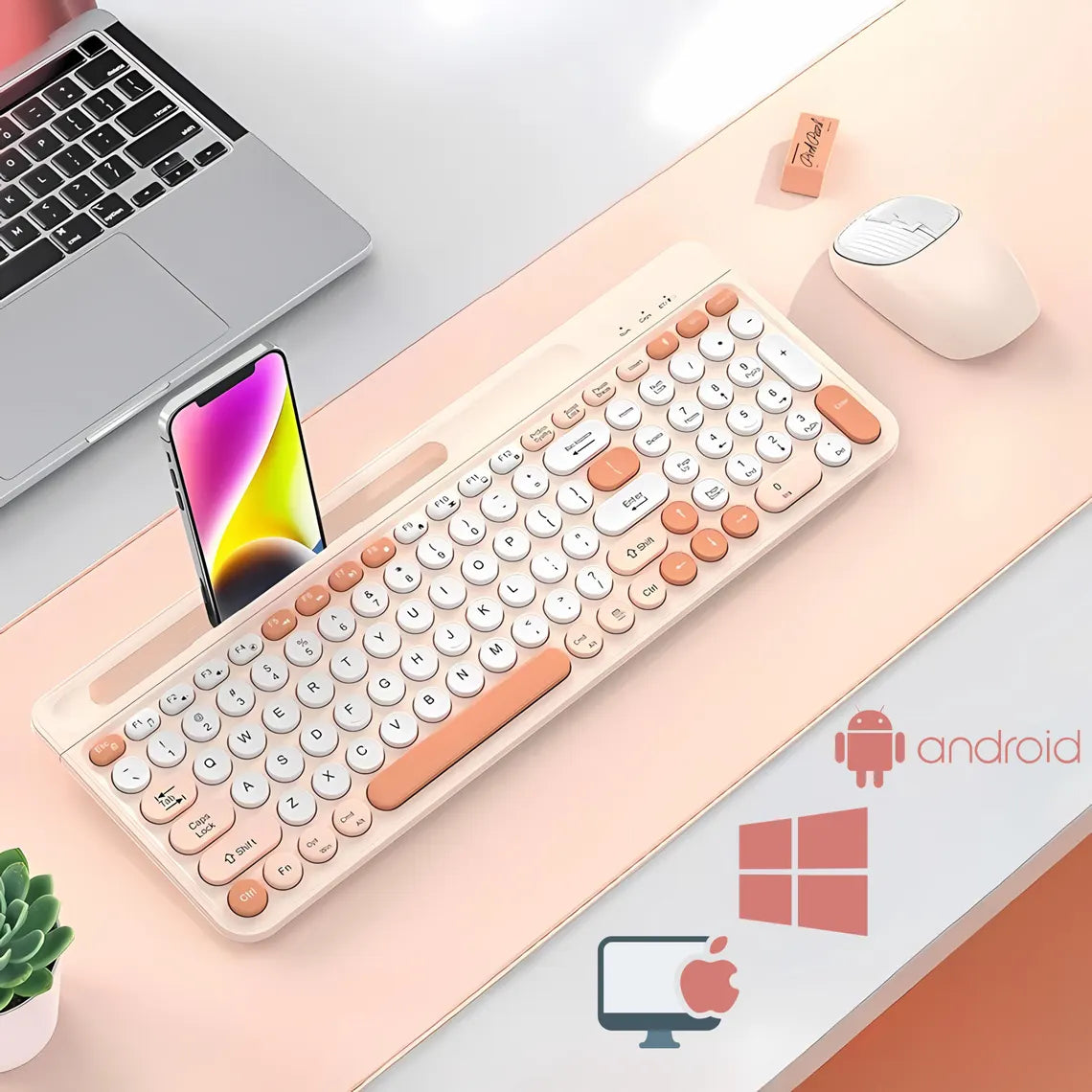 ✨Ultra-thin chiclet keyboard - smooth typing and comfortable touch + comes with a free mouse! 🖱️⌨️